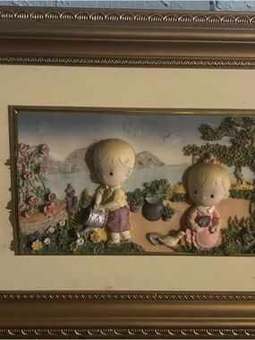 Precious Moments Pastel Garden 3D Framed Plaque - Yellow, Pink & Cream